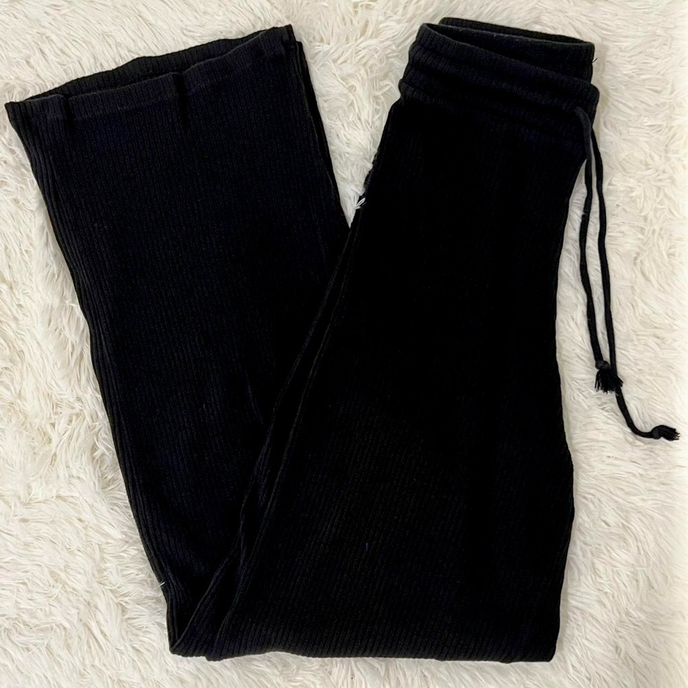 Zara black ribbed straight leg pants